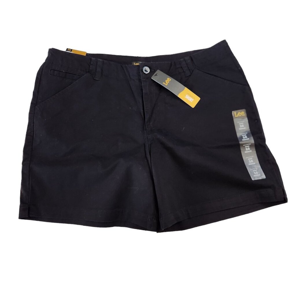 Lee Womens Black Chino Shorts Straight Fit Size 16 Cotton Casual Summer Wear